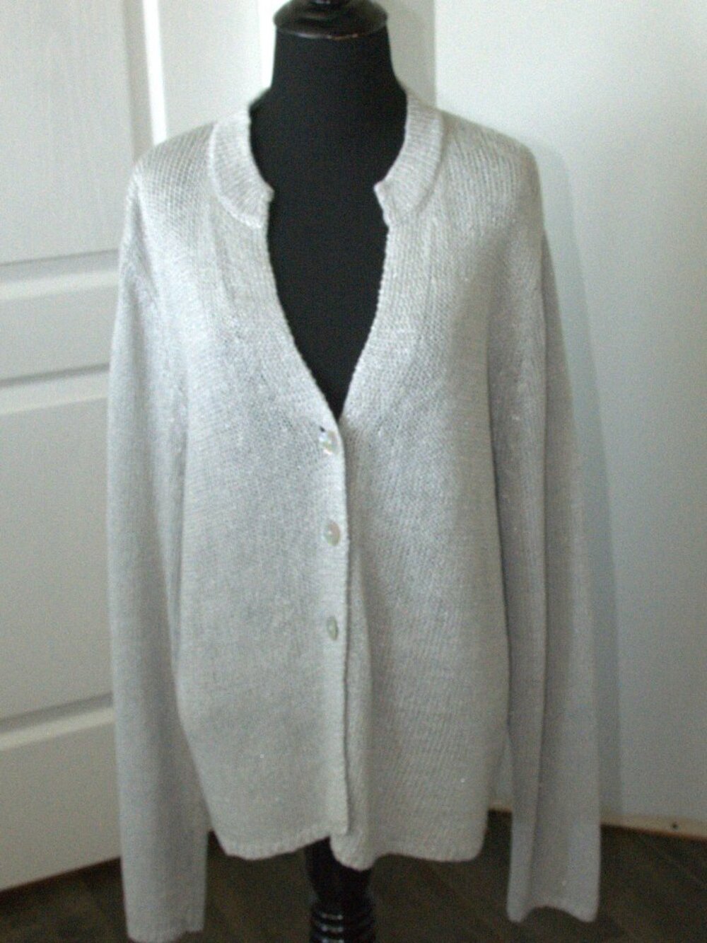 J.Jill Long Sleeve Knit Cardigan Sweater Button Front Women's size XL Gray
